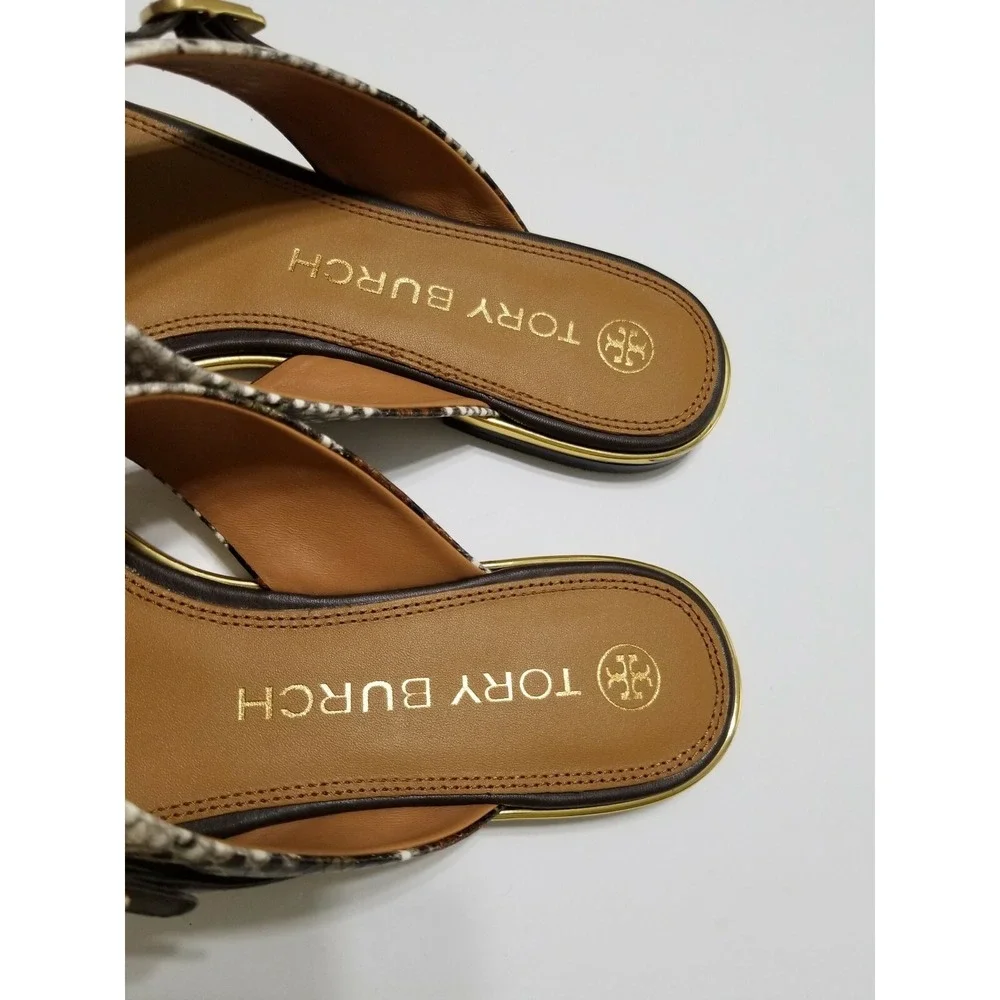 NWOB Tory Burch Delaney Embossed Snake Leather Sandal Slide Aspen‎ Multi 10 $268